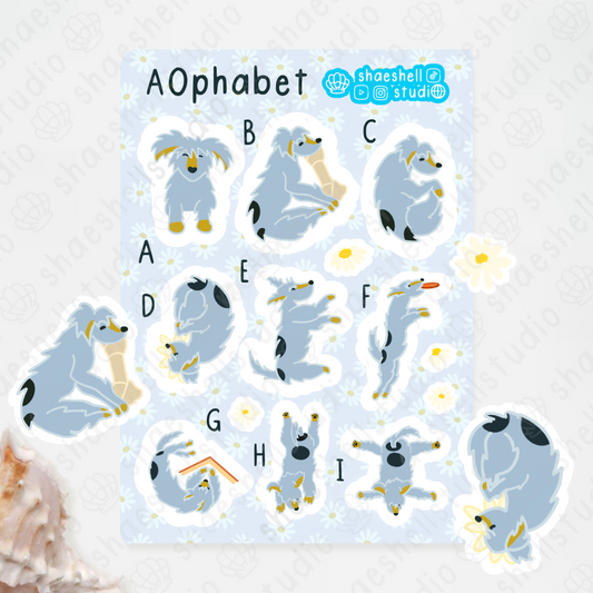 1U. AOphabet doggy sticker sheet