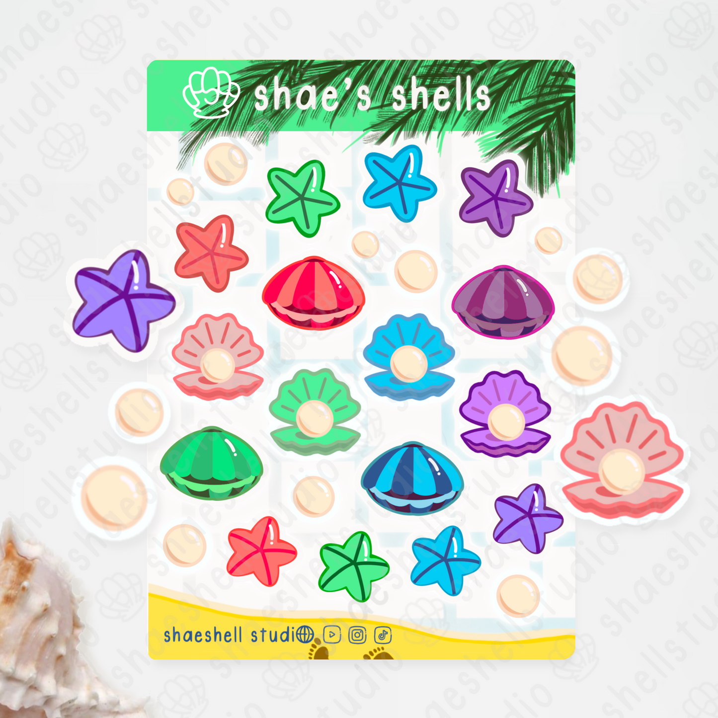 1H. shae's shells sticker sheet