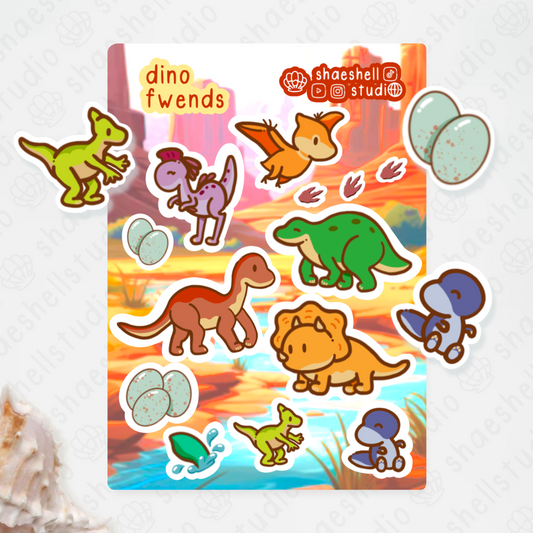1M. dino fwends sticker sheet