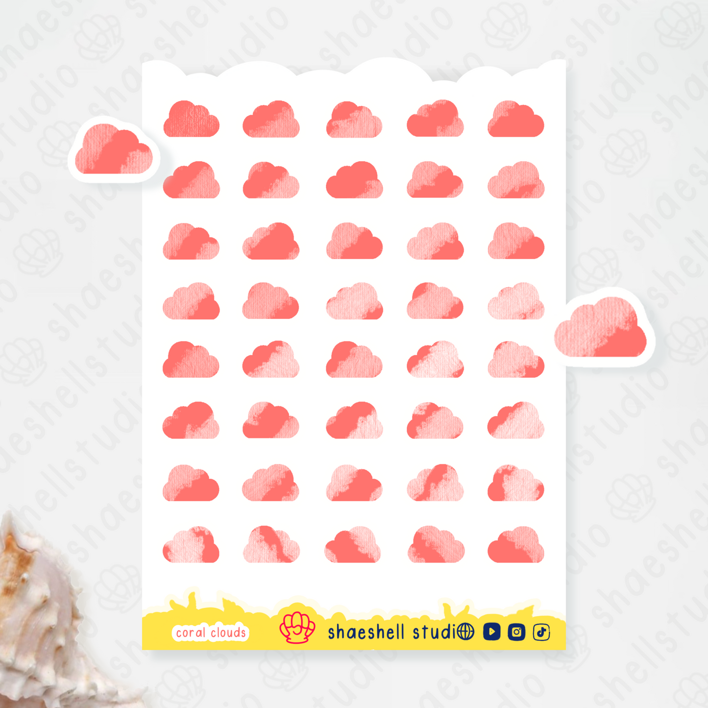 1E. coral clouds sticker sheet