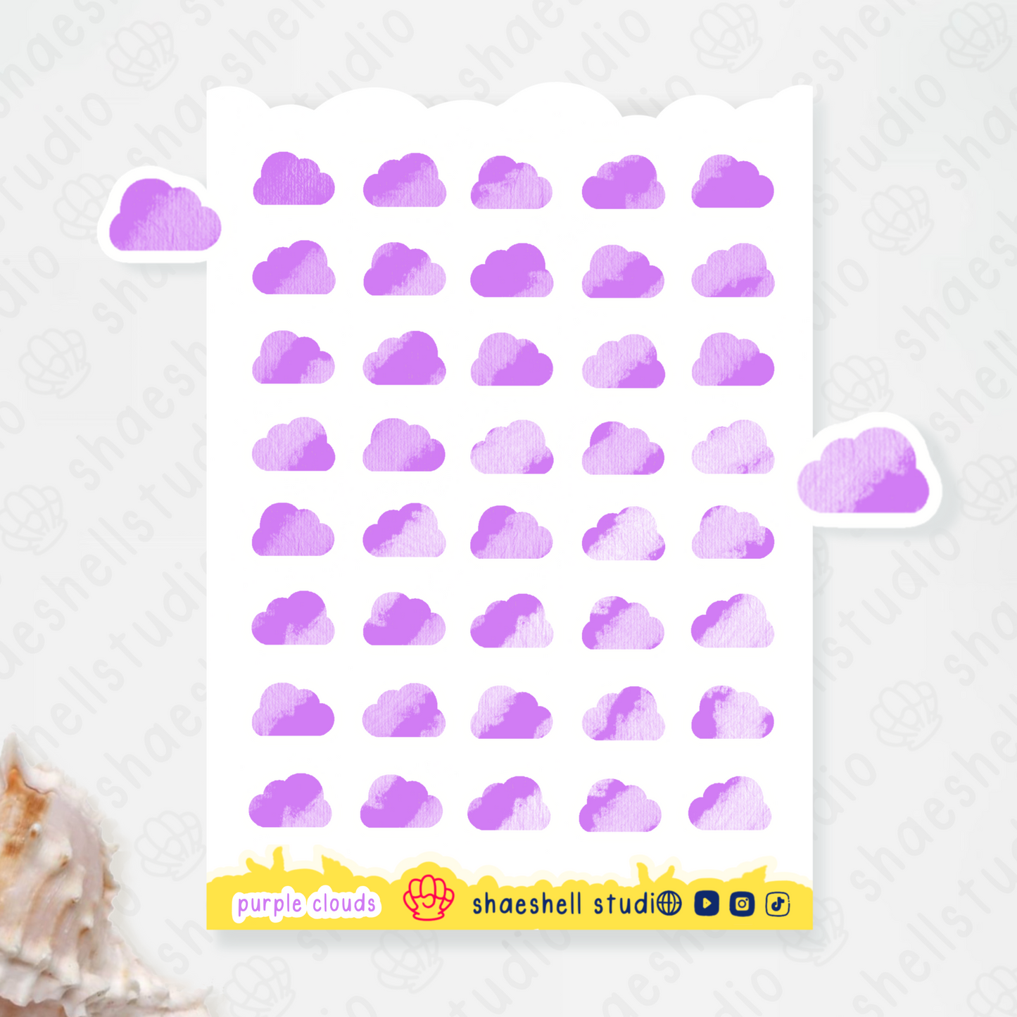 1G. purple clouds sticker sheet