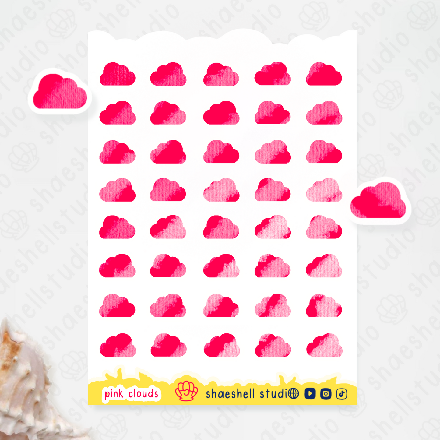1F. pink clouds sticker sheet