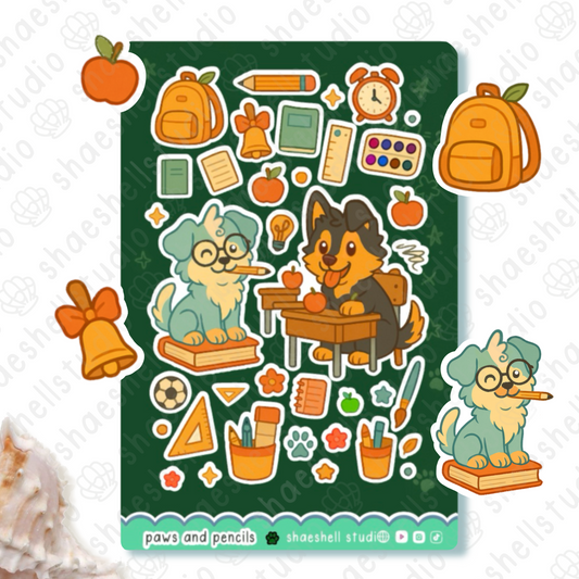 2B. paws & pencils sticker sheet