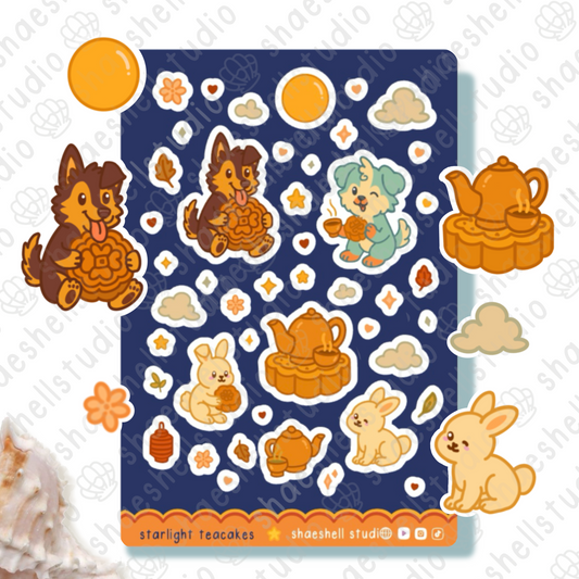 2D. ✨🎂 Starlight Teacakes – Mid-Autumn Festival Inspired Sticker Sheet - Seasonal
