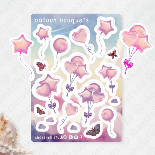 1Q. ✨pink balloon bouquet sticker sheet (1/3)*