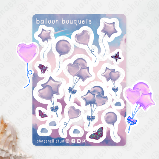 1R. ✨purple balloon bouquet sticker sheet (2/3)*